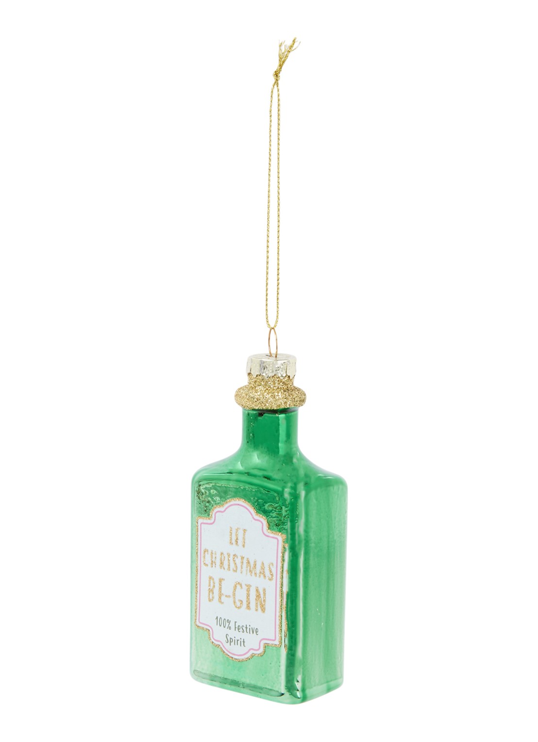 Sass & Belle Let Christmas Be-Gin kersthanger 10,5 cm - voorkant groen
