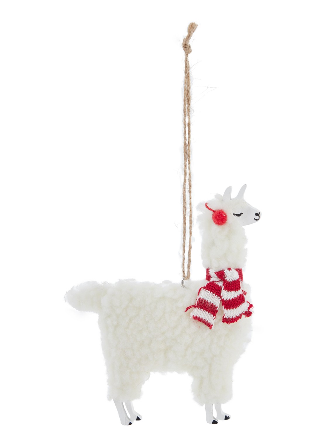 Sass & Belle Llama kersthanger 13 cm - voorkant wit