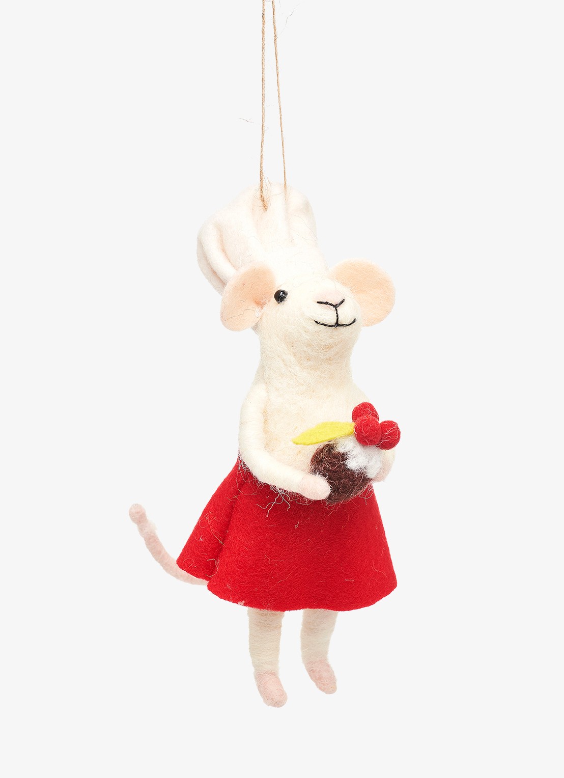 Sass & Belle Mary Bakker Muis kersthanger 14 cm - voorkant gebroken wit