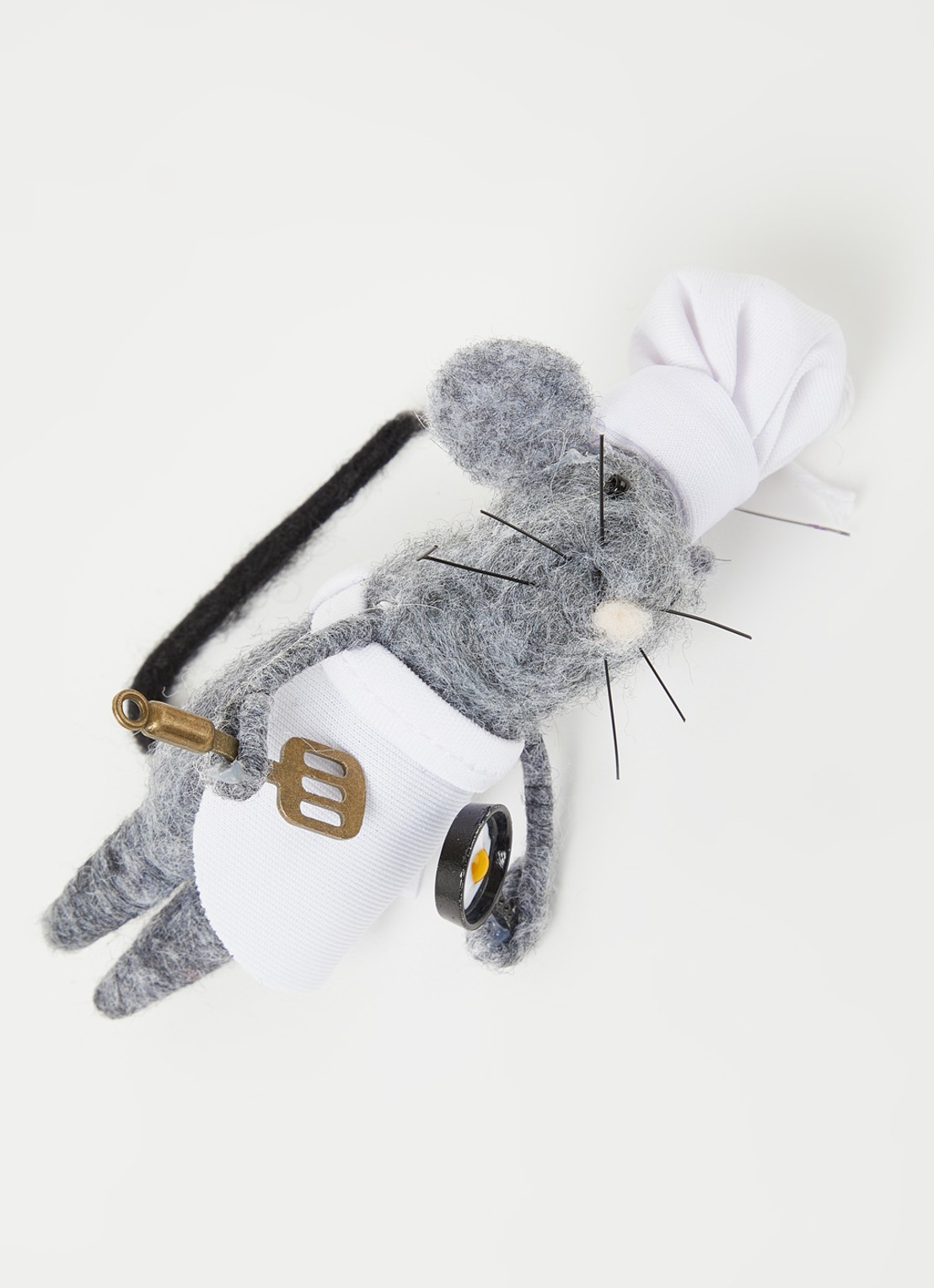 Sass & Belle Mouse Chef kersthanger 14 cm - detail 3 grijs