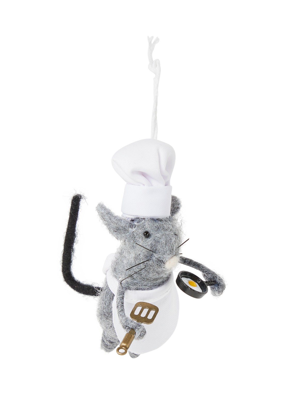 Sass & Belle Mouse Chef kersthanger 14 cm - voorkant grijs