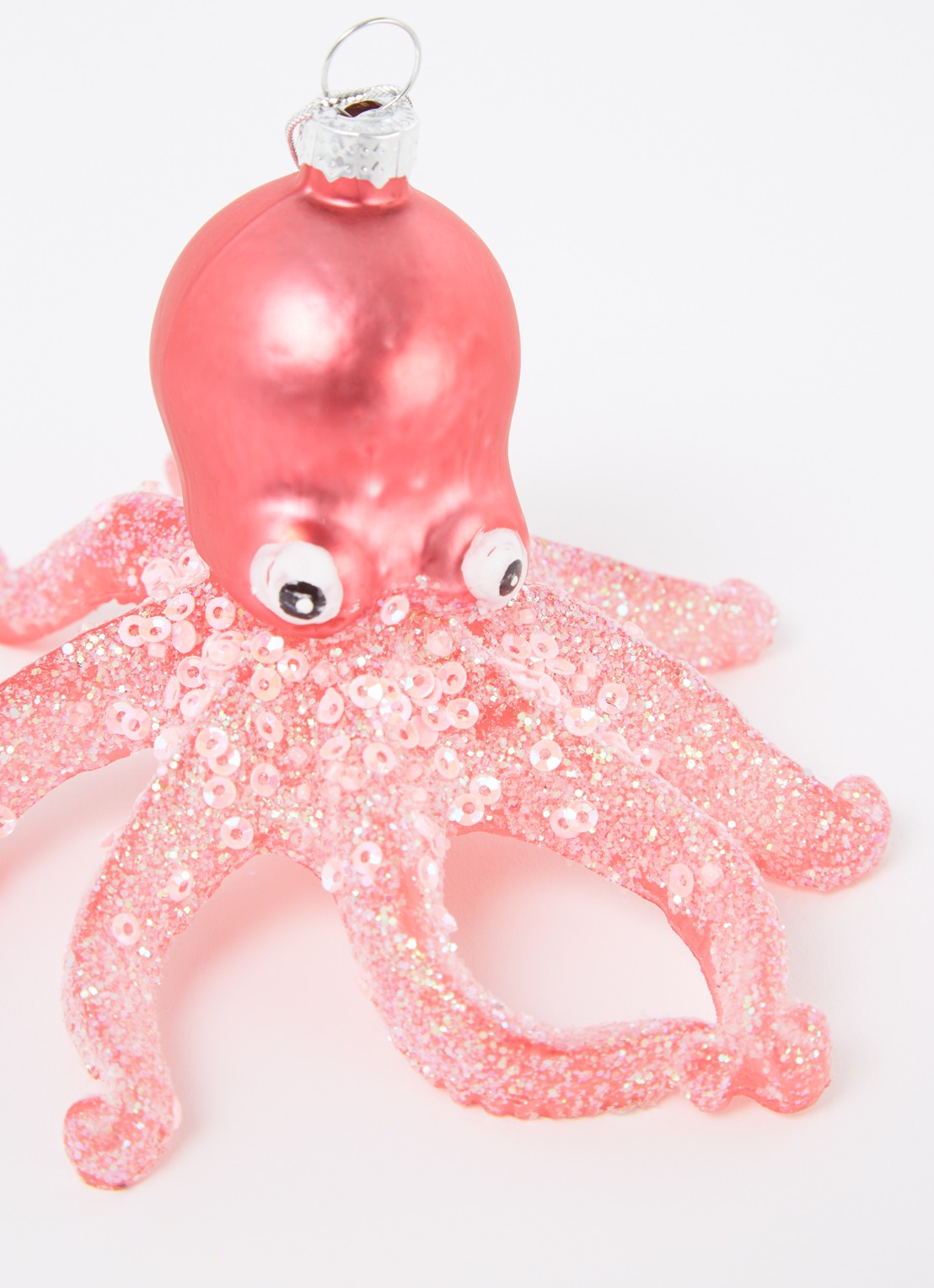 Sass & Belle Pink Glitter Octopus Shaped Bauble 12,5 cm - detail roze