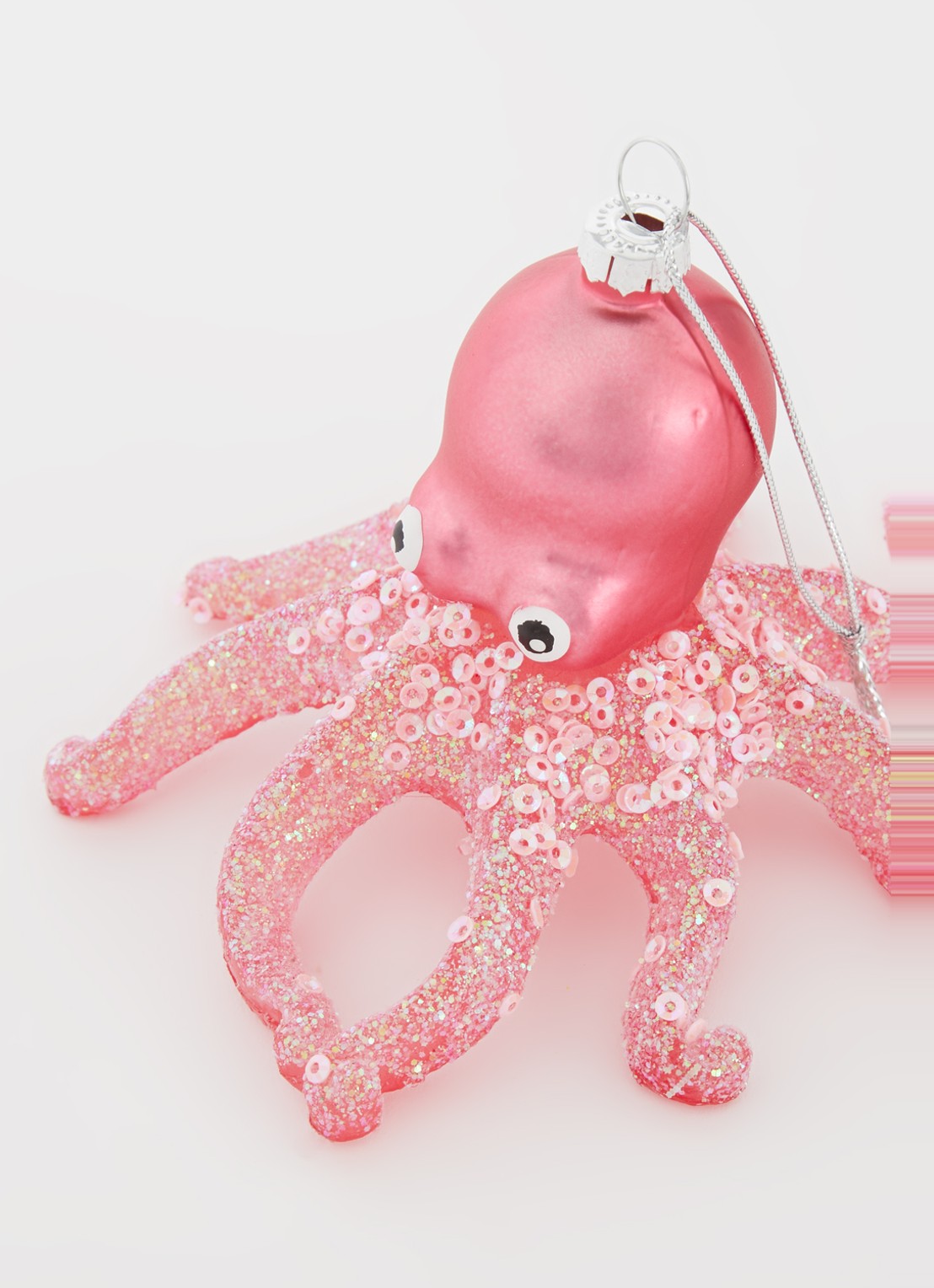 Sass & Belle Pink Glitter Octopus Shaped Bauble 12,5 cm - detail roze