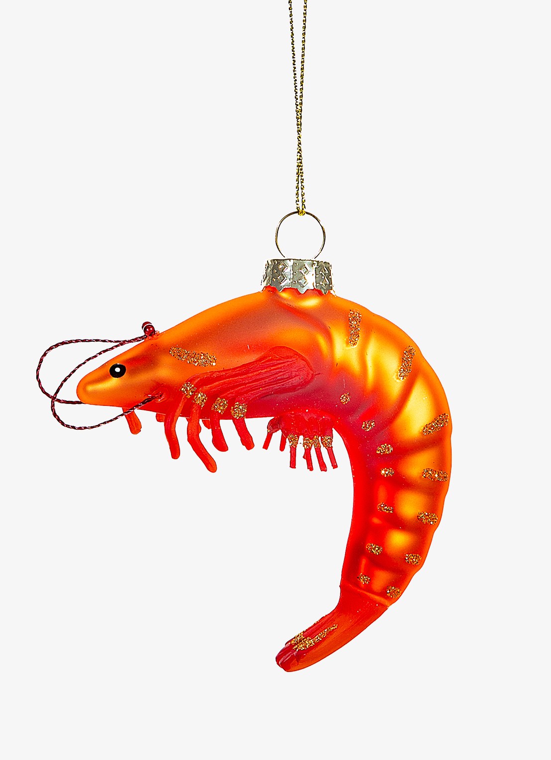 Sass & Belle Reuzengarnaal kersthanger 8 cm - voorkant rood