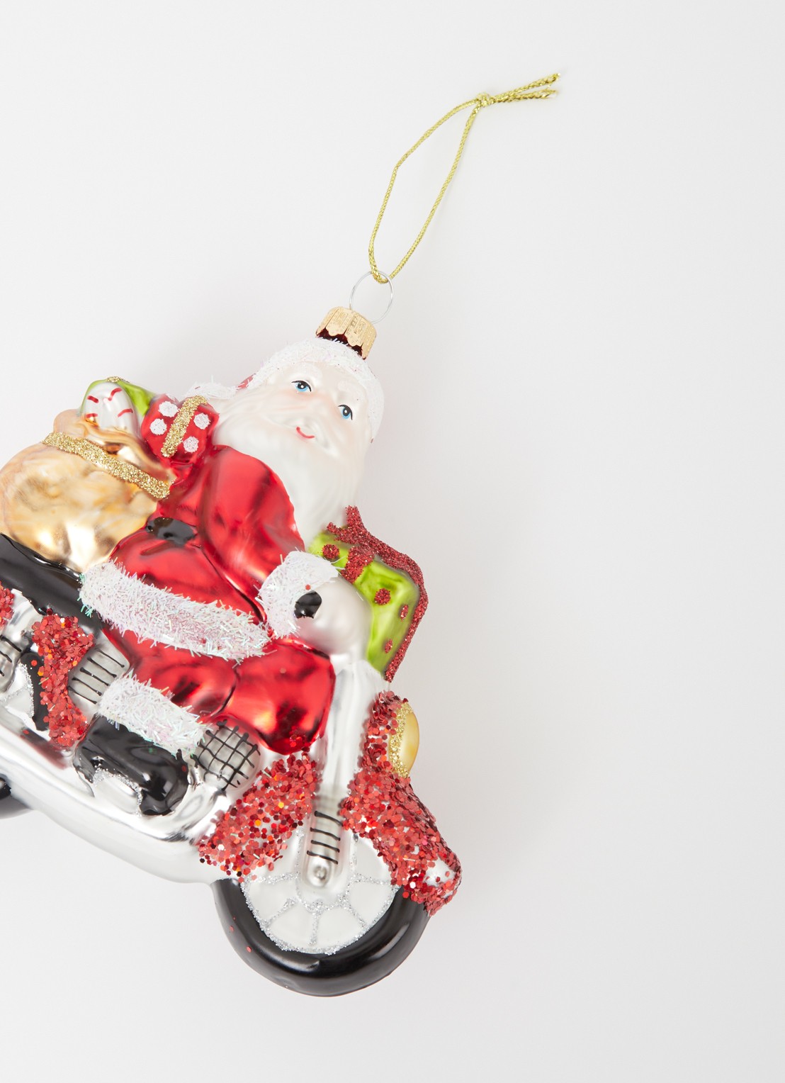 Sass & Belle Santa on a Motorbike kersthanger 12 cm - detail rood