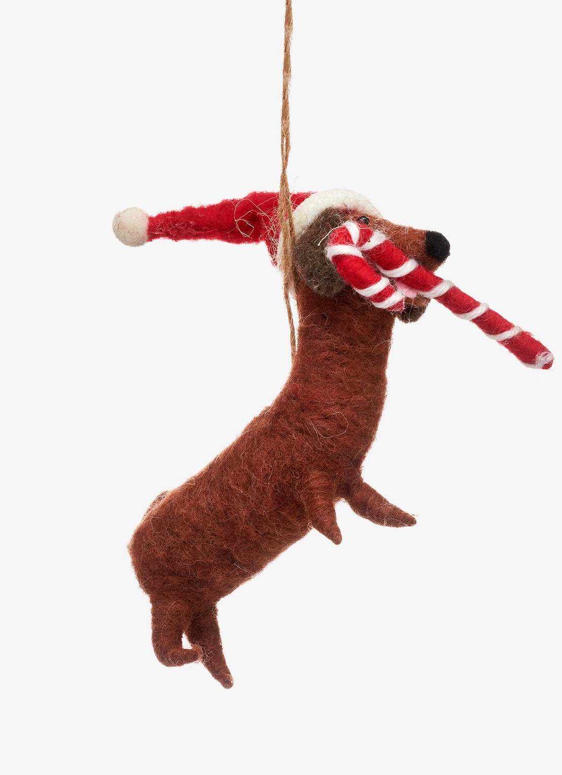 Sass & Belle Teckel kersthanger 8,5 cm - voorkant rood