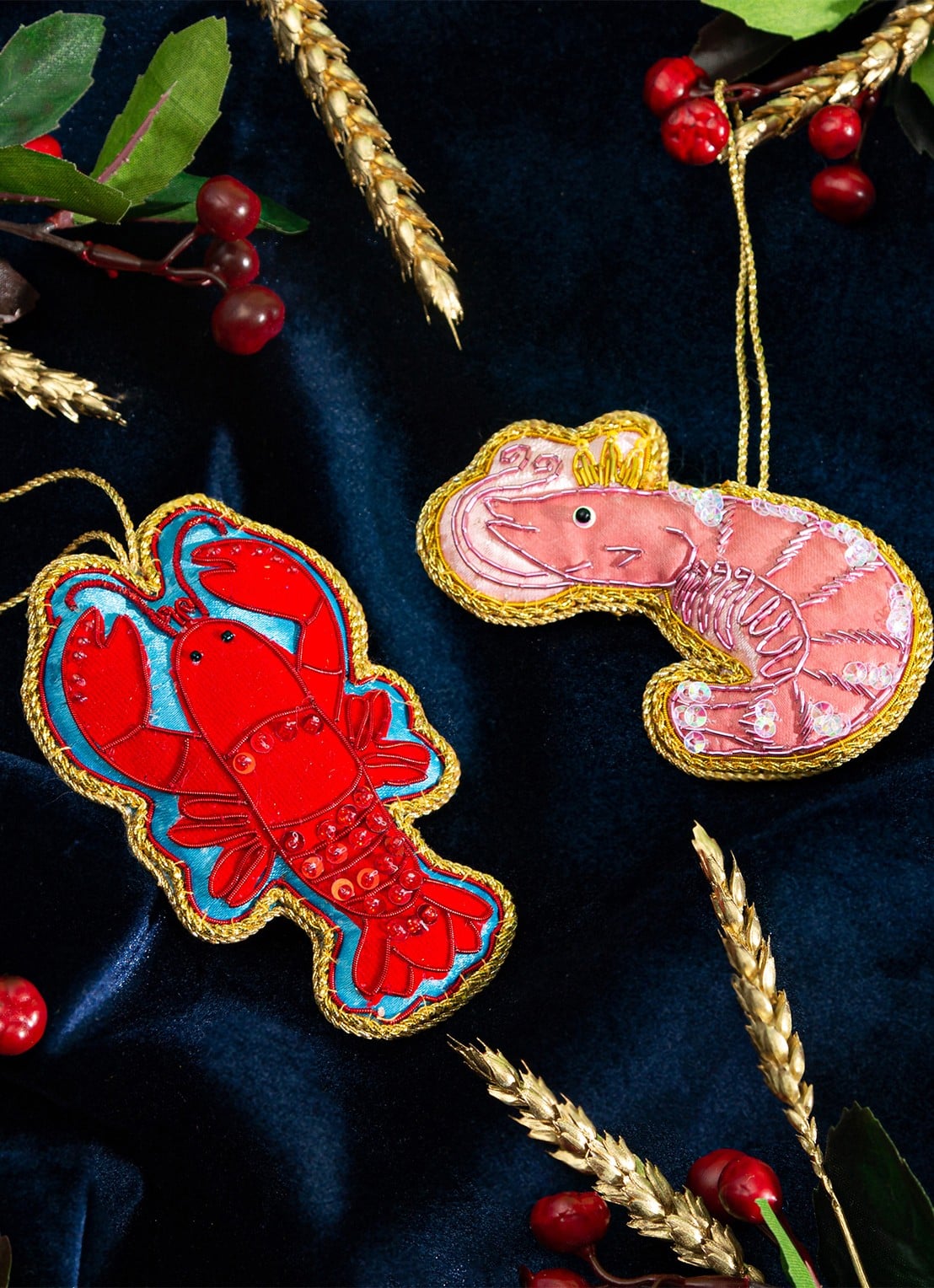 Sass & Belle Tijgergarnaal kersthanger - detail bruin