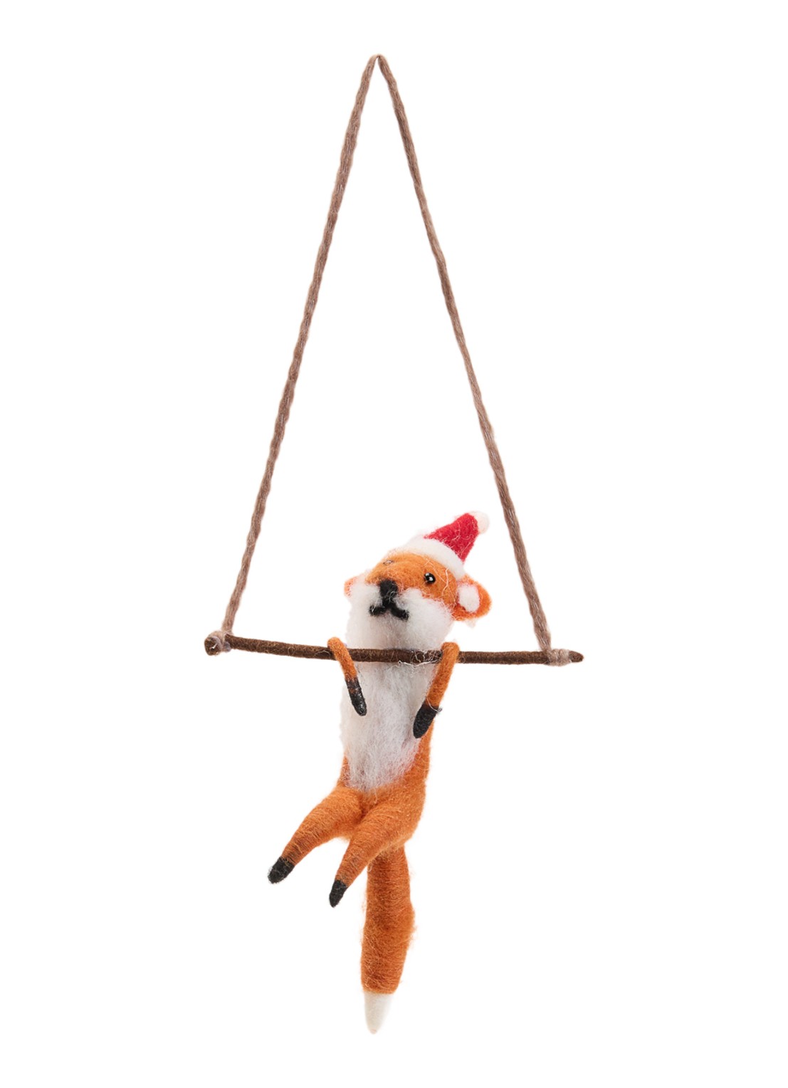 Sass & Belle Vos kersthanger 23 cm - voorkant oranjebruin