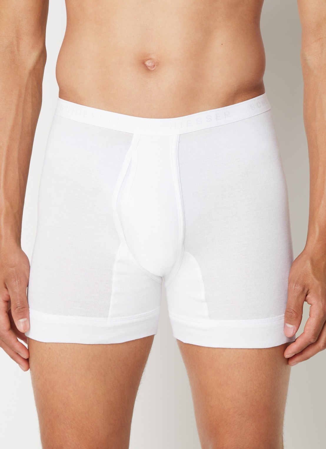 Schiesser Boxershort in uni - detail 4 wit