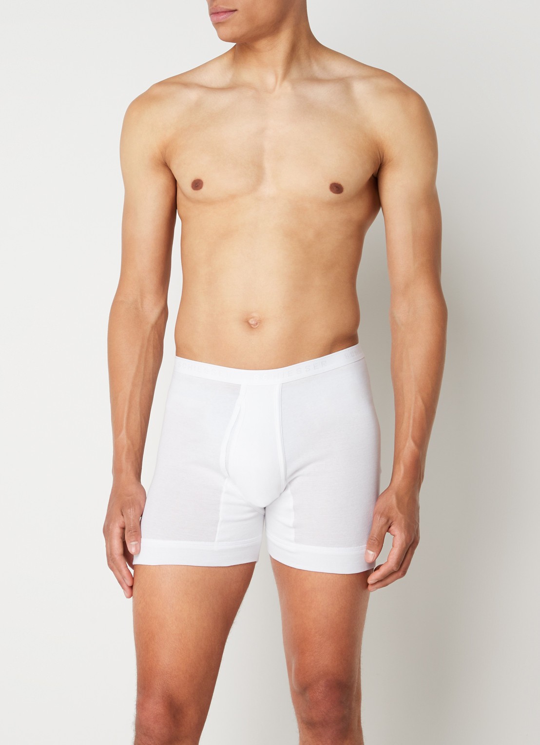 Schiesser Boxershort in uni - voorkant 2 wit