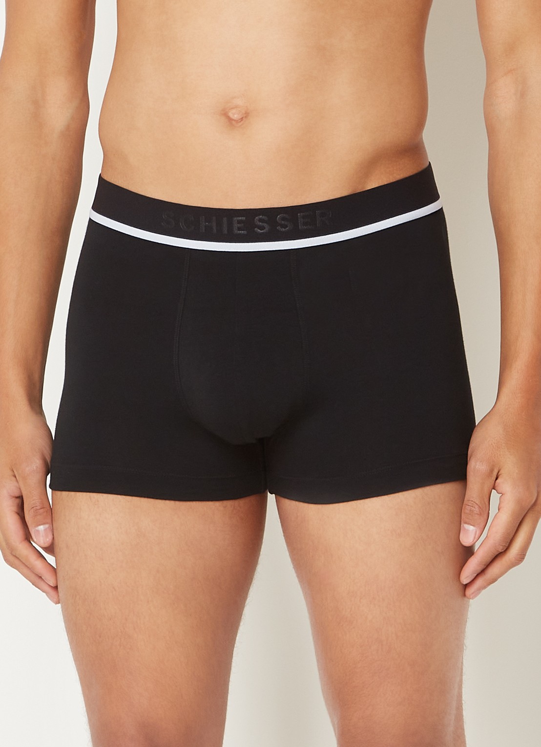 Schiesser Boxershorts met logoband in 3-pack - voorkant zwart