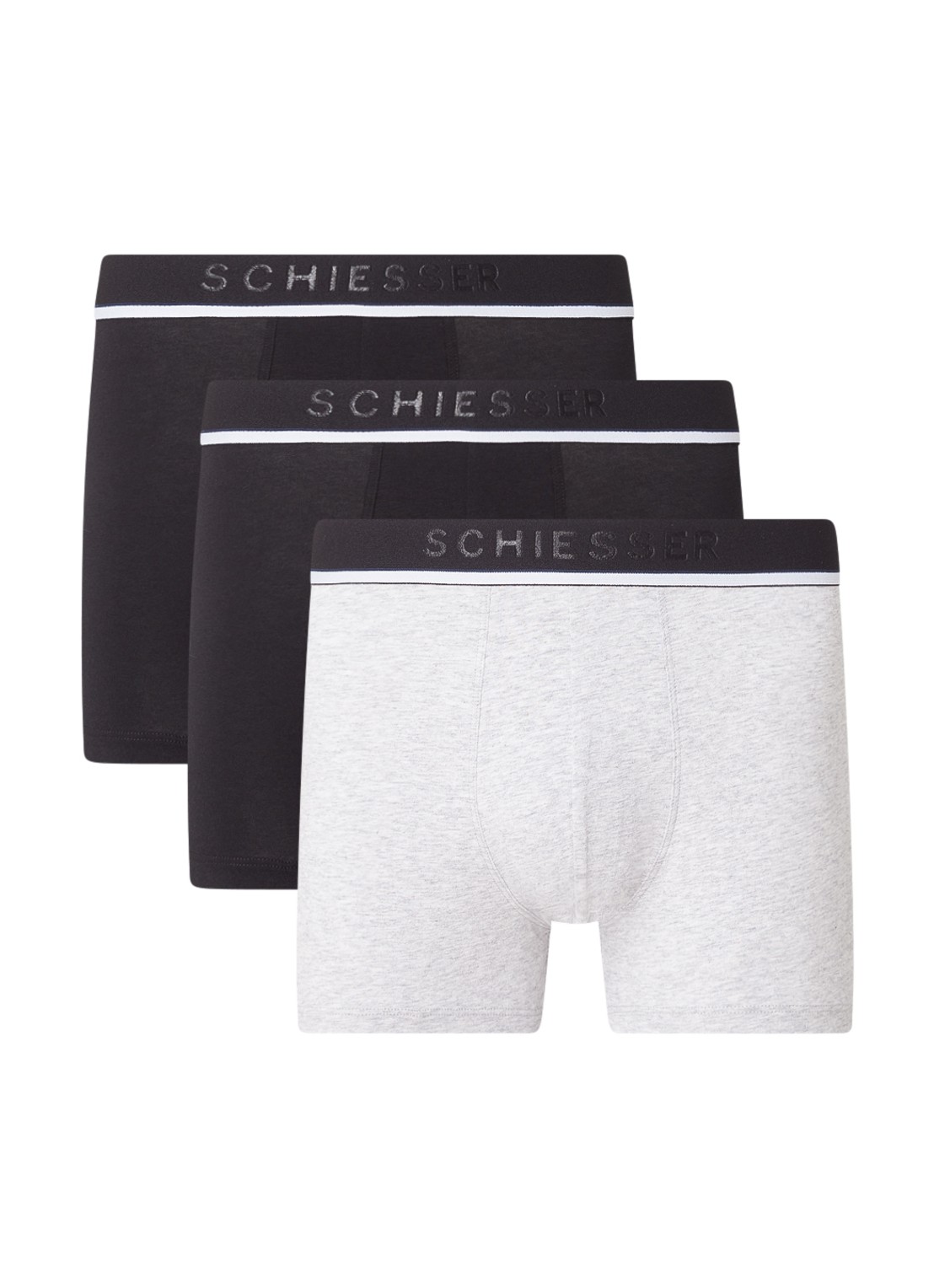 Schiesser Boxershorts met logoband in 3-pack - detail 4 grijs