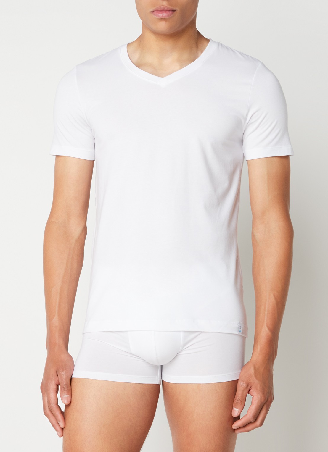 Schiesser Long Life Soft T-shirt met V-hals - detail 2 wit