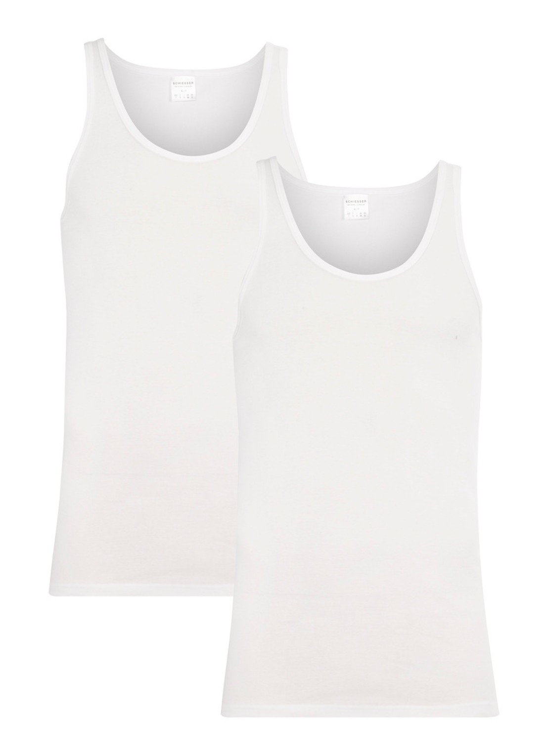 Schiesser Singlet in uni in 2-pack - voorkant wit