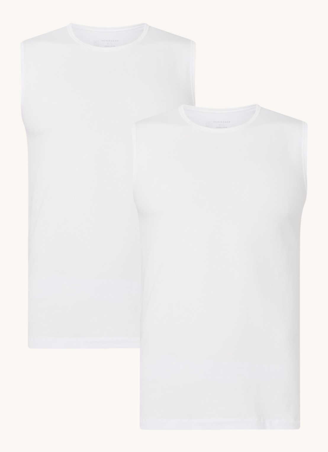 Schiesser Singlet van  katoen in 2-pack - voorkant 2 wit