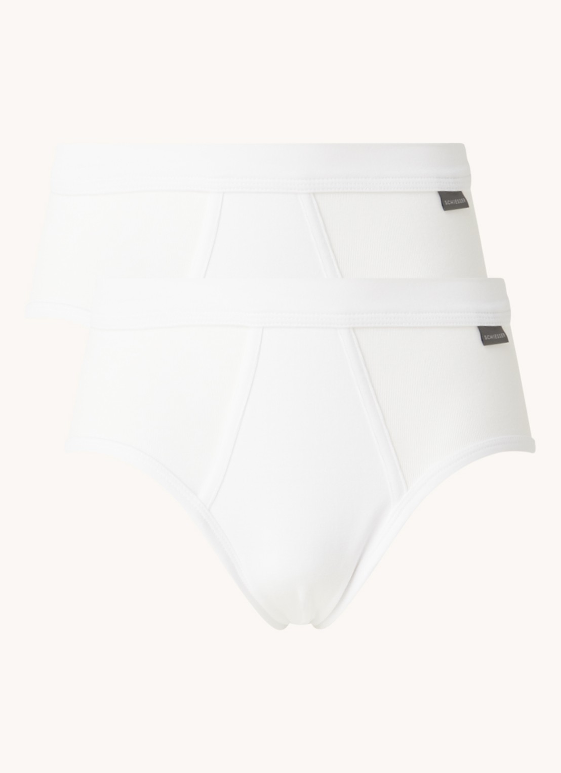 Schiesser Slip van katoen in 2-pack  - voorkant wit