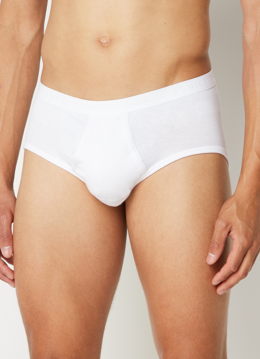 Schiesser Slips in uni in 2-pack - voorkant 3 wit