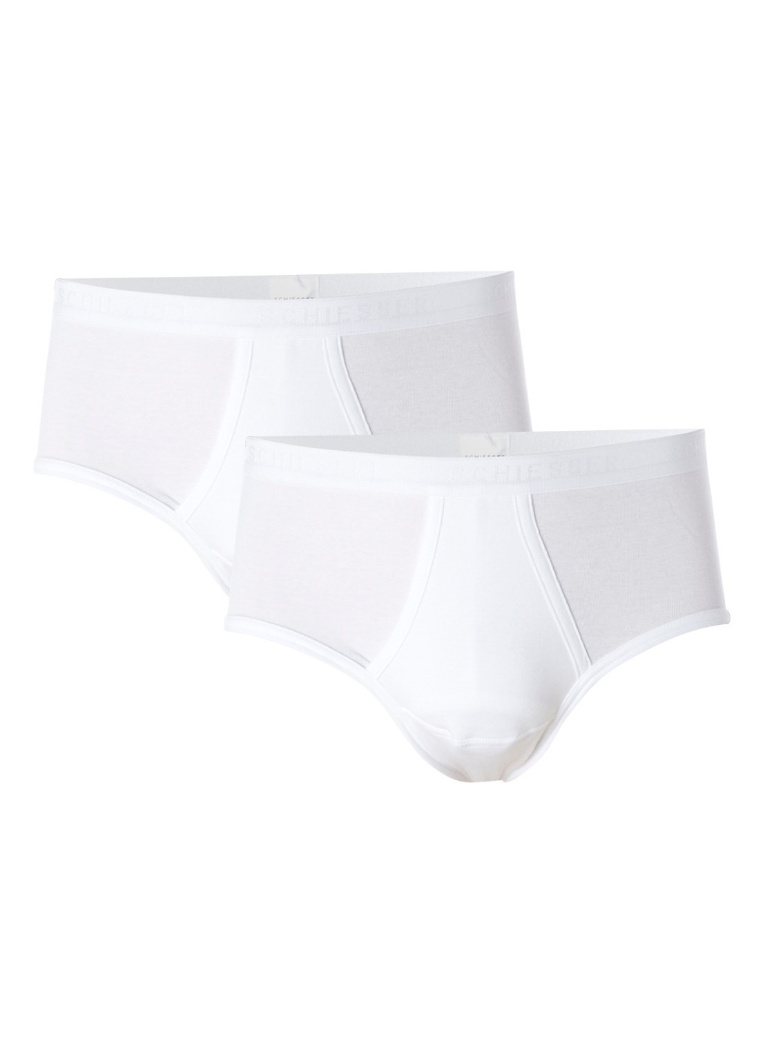 Schiesser Slips in uni in 2-pack - voorkant 5 wit