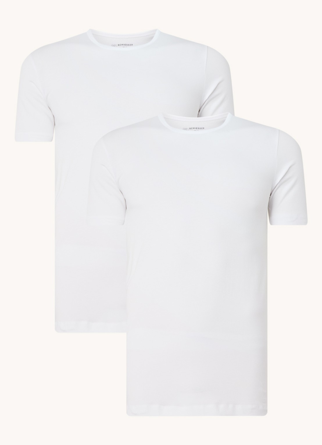 Schiesser T-shirt van  katoen in 2-pack - voorkant 2 wit