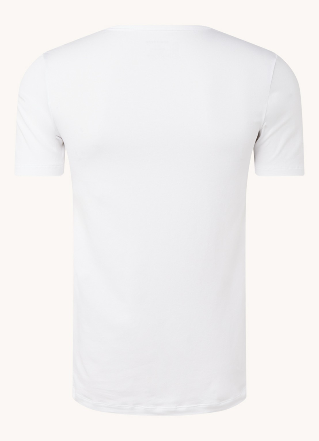 Schiesser T-shirt van  katoen met V-hals in 2-pack - achterkant 2 wit