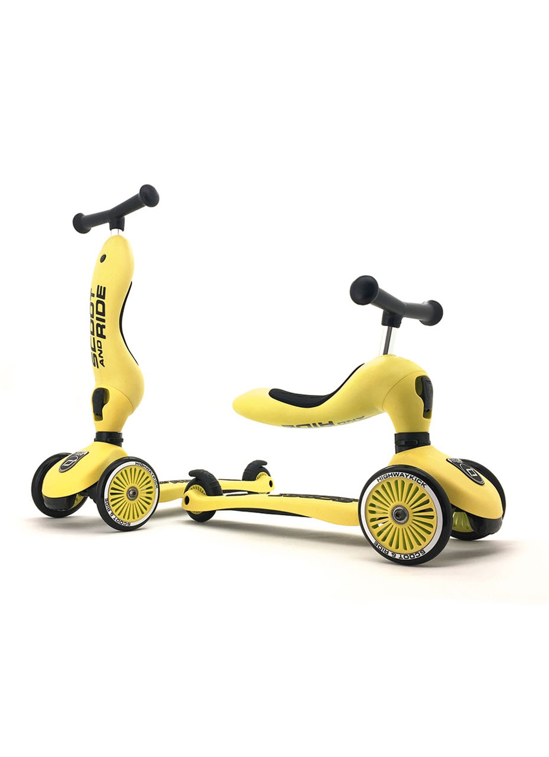 Scoot&Ride Highwaykick 1 loopfiets en step - detail geel