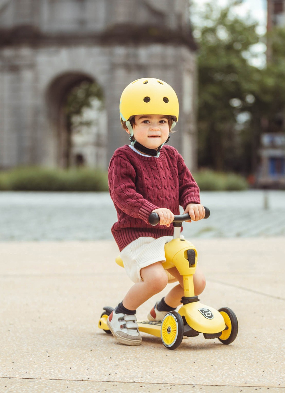 Scoot&Ride Highwaykick 1 loopfiets en step - voorkant 5 geel