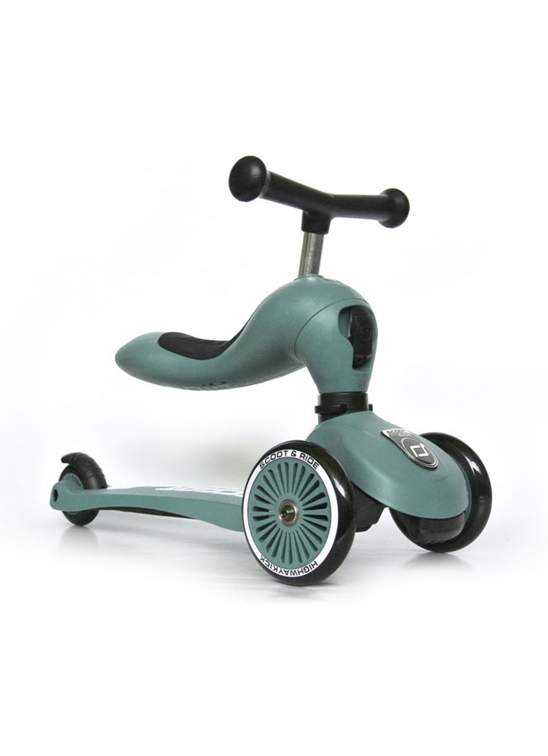 Scoot&Ride Highwaykick 1 loopfiets en step - voorkant groen