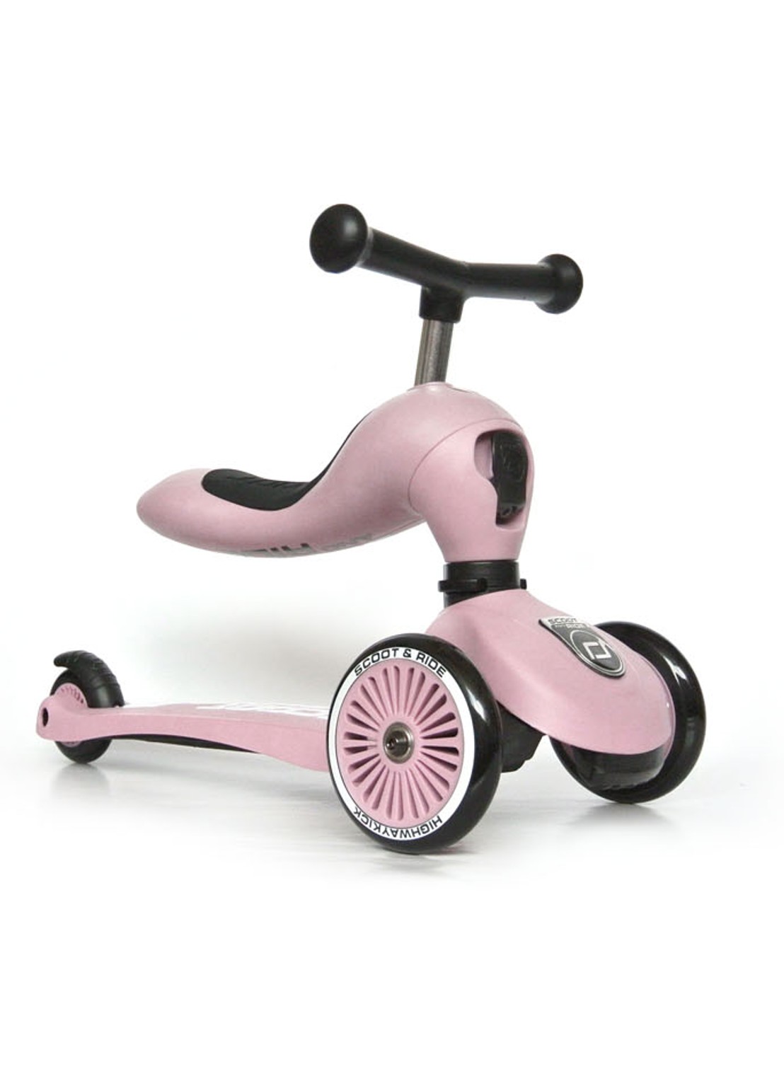 Scoot&Ride Highwaykick 1 loopfiets en step - voorkant roze