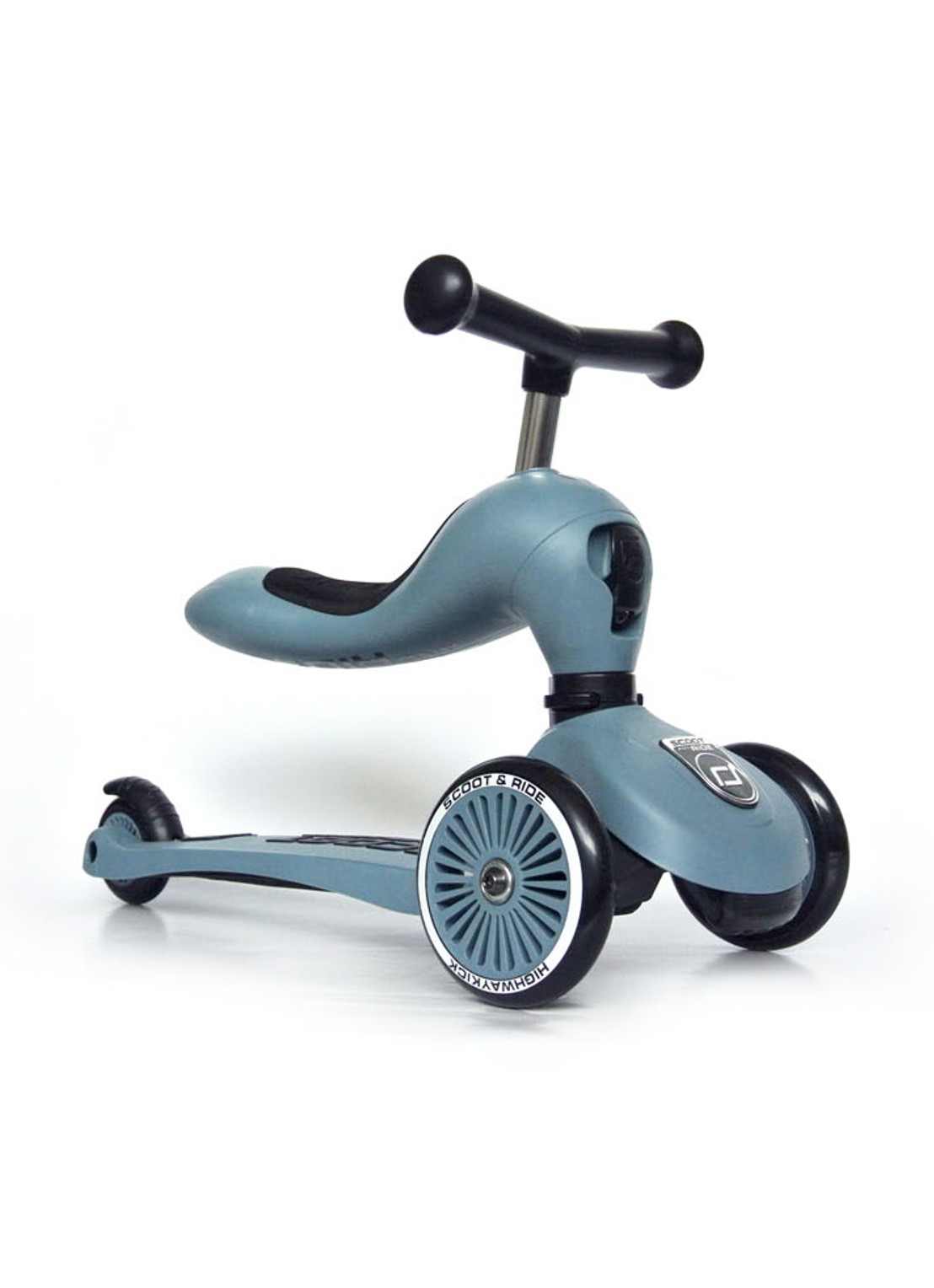 Scoot&Ride Highwaykick 1 loopfiets en step - voorkant 3 blauw