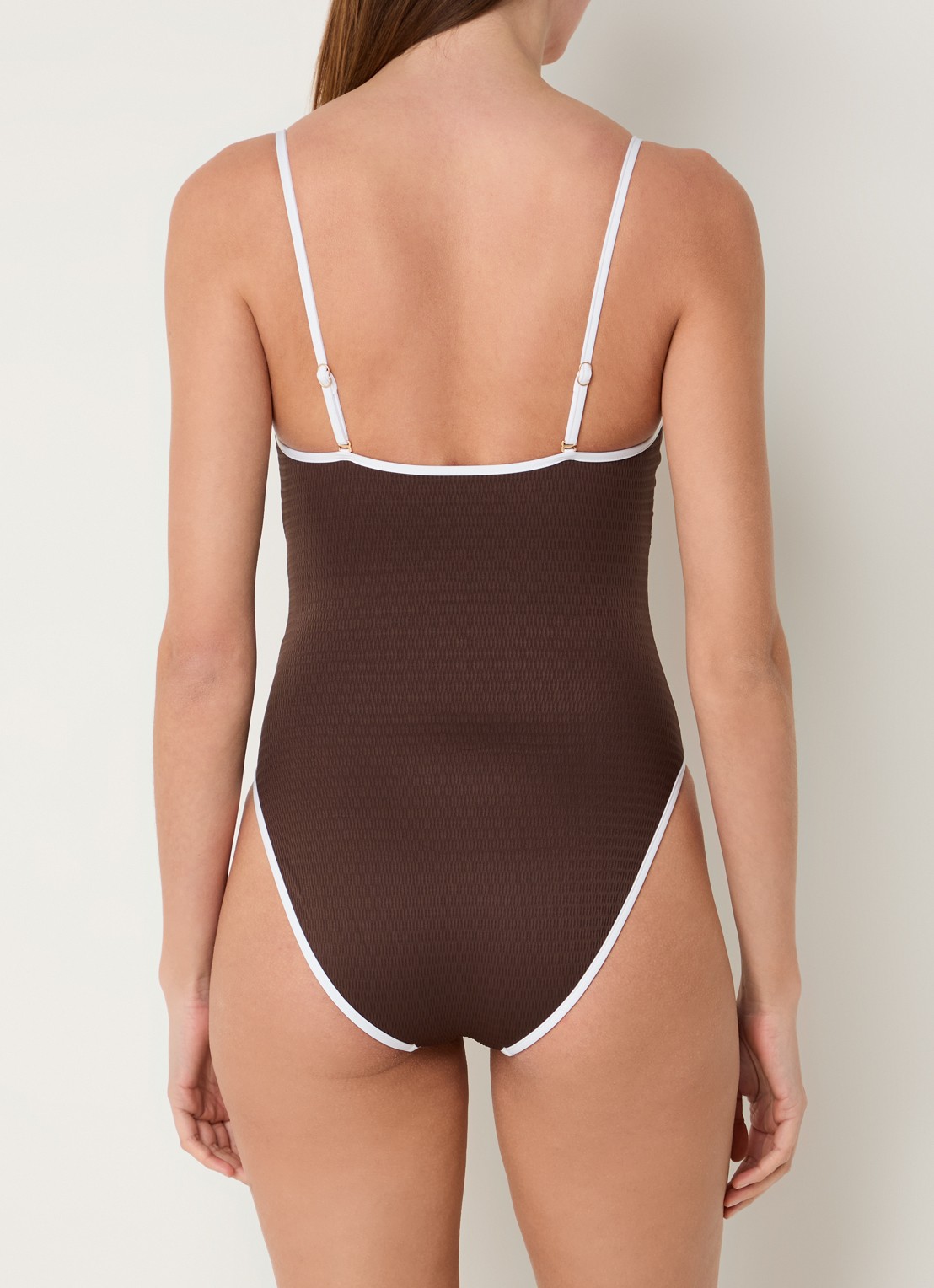 Seafolly Badpak met uitneembare vulling - achterkant chocoladebruin