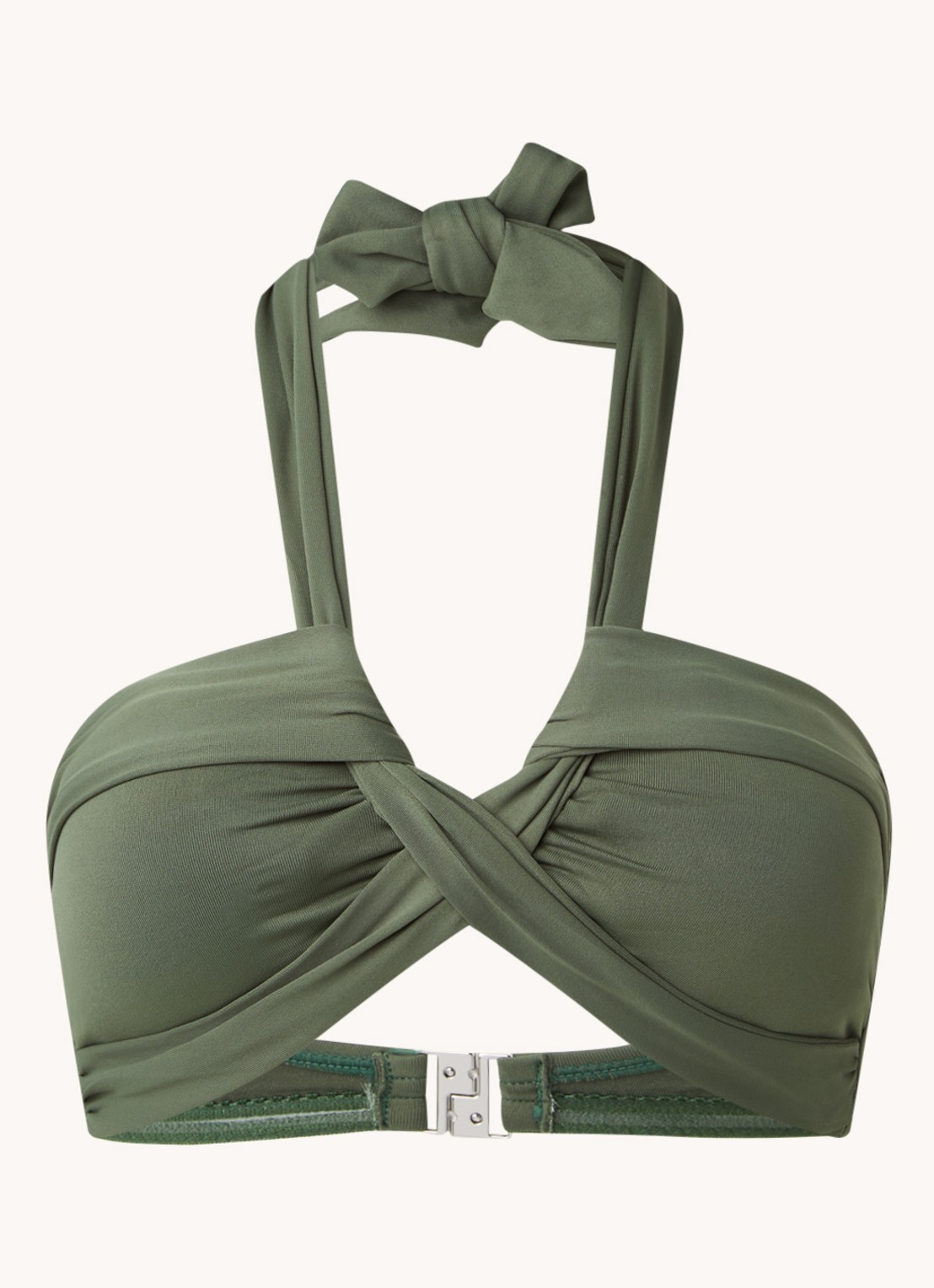 Seafolly Bandeau bikinitop met geknoopt detail - voorkant 2 olijfgroen