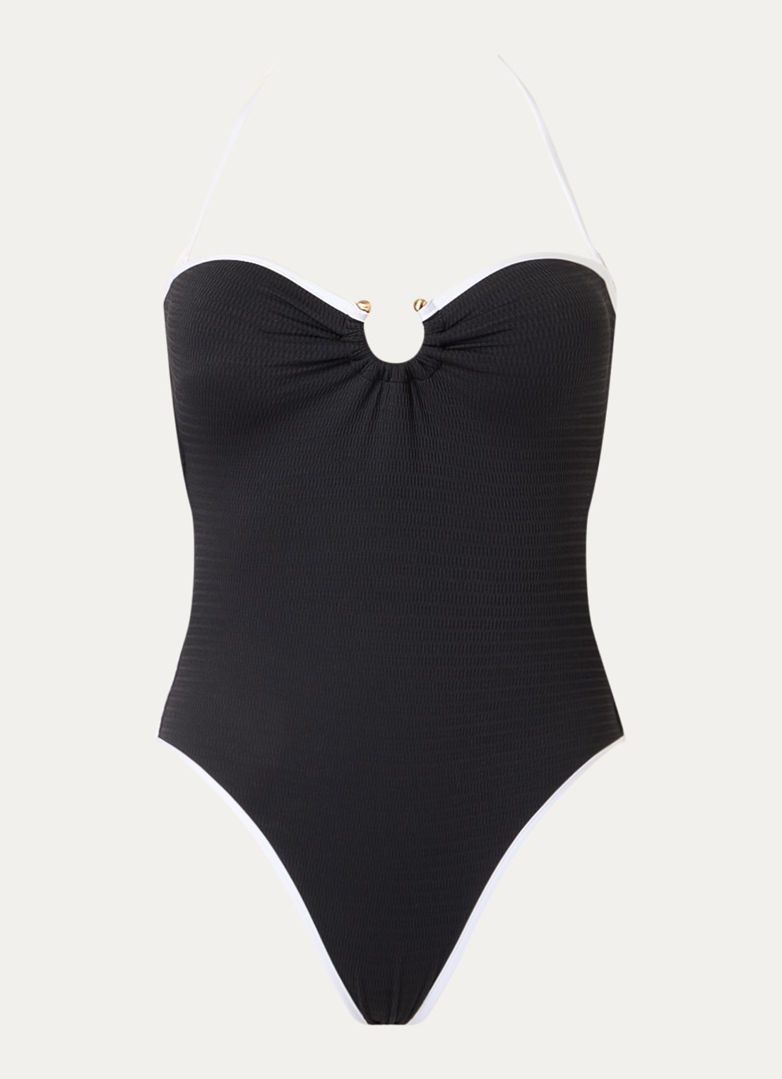 Seafolly Beach Bound bandeau badpak met afneembare bandjes - voorkant 2 zwart