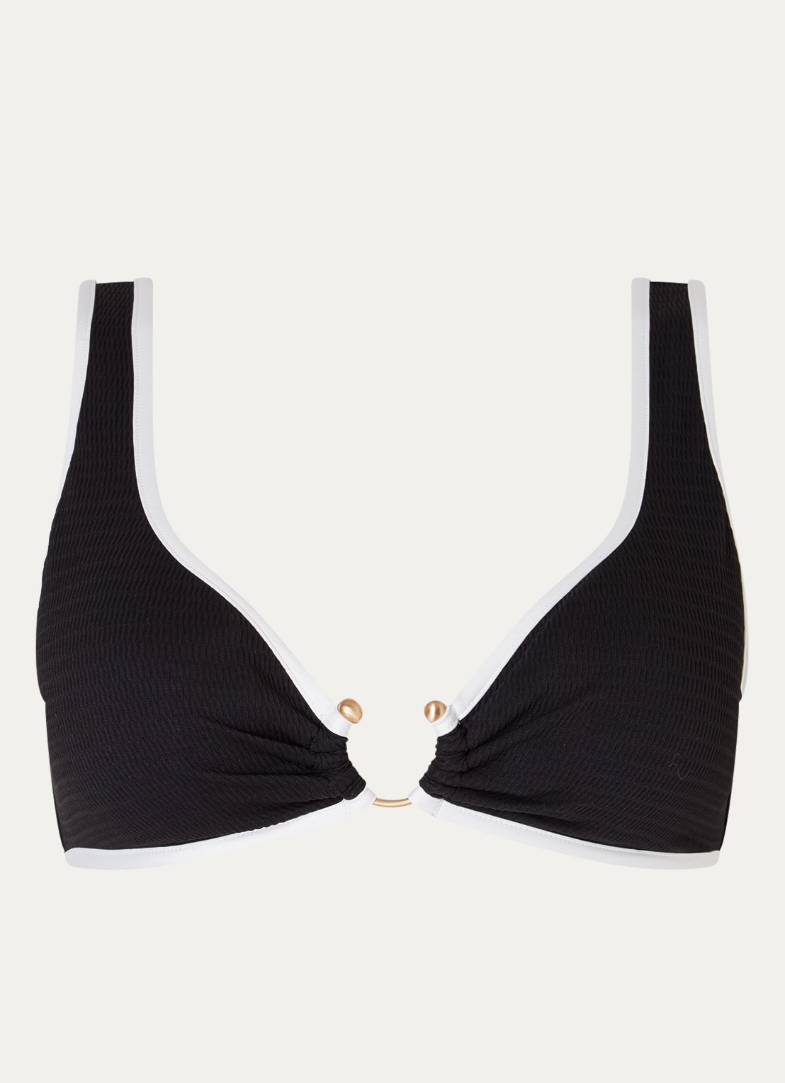Seafolly Beach Bound bikinitop met uitneembare vulling en structuur - voorkant 3 zwart