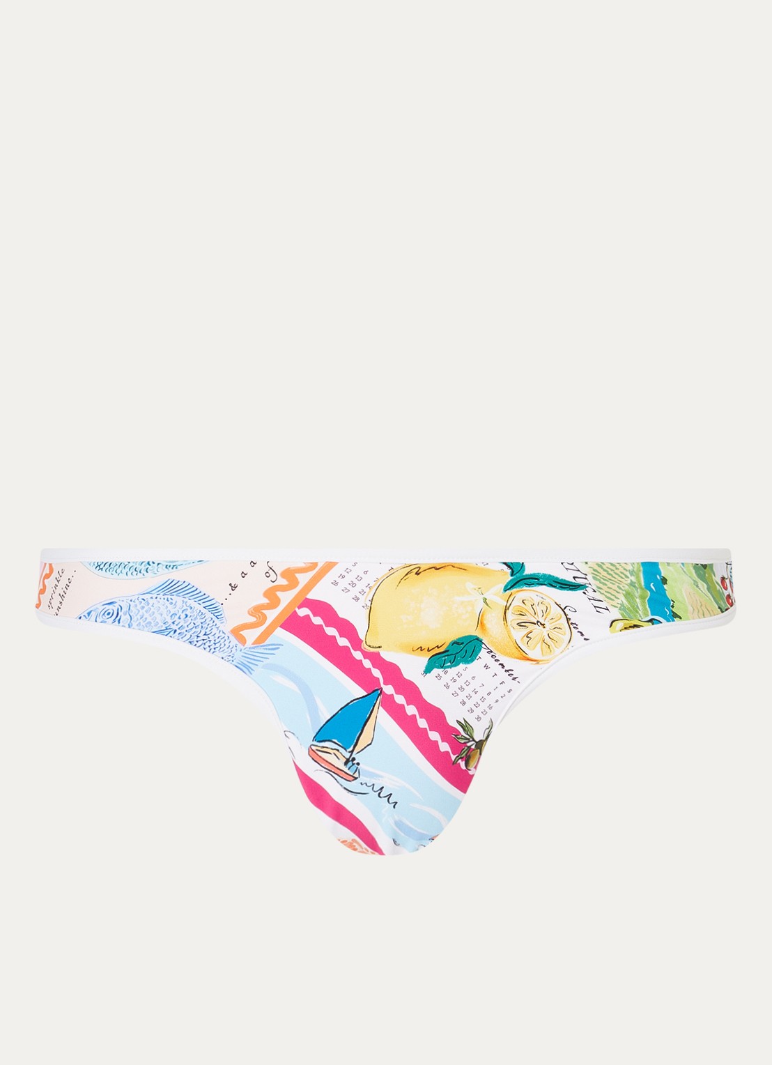 Seafolly Brazilian bikinislip met print - voorkant 3 wit