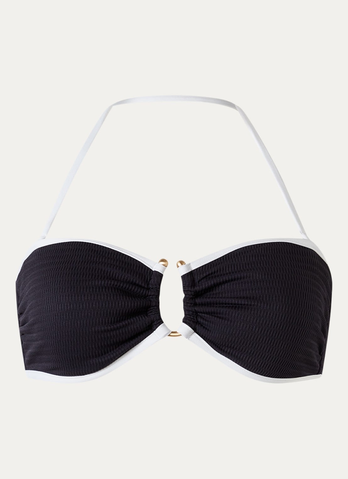 Seafolly Halter bikinitop met ribstructuur - voorkant zwart