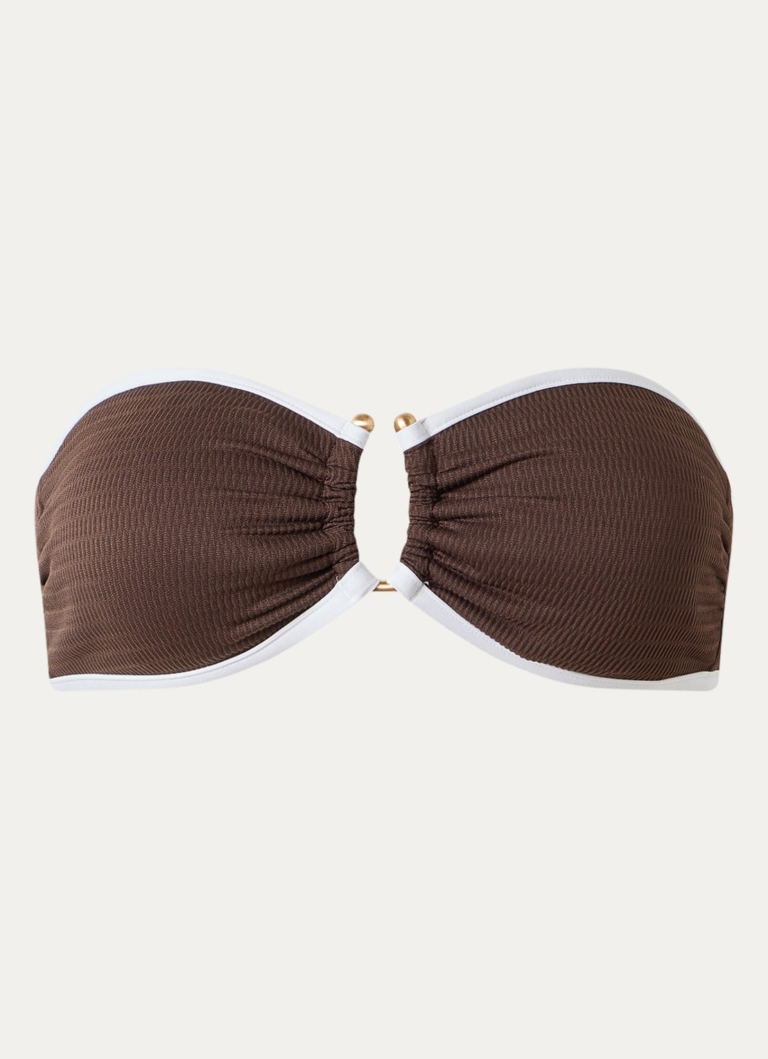 Seafolly Halter bikinitop met ribstructuur - voorkant bruin