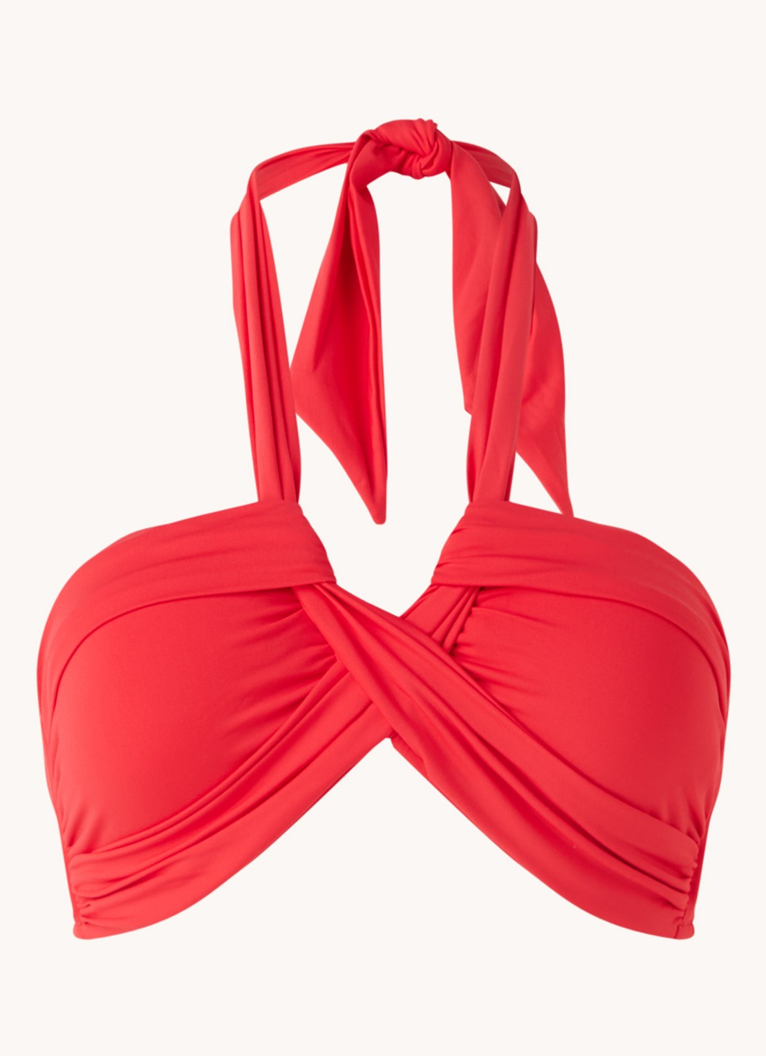 Seafolly Halter voorgevormde bandeau bikinitop  - voorkant 3 steenrood