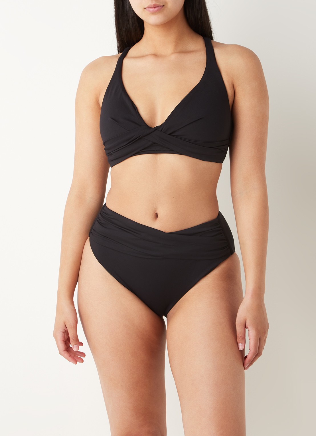 Seafolly High waisted bikinislip met plooidetail - voorkant 4 zwart