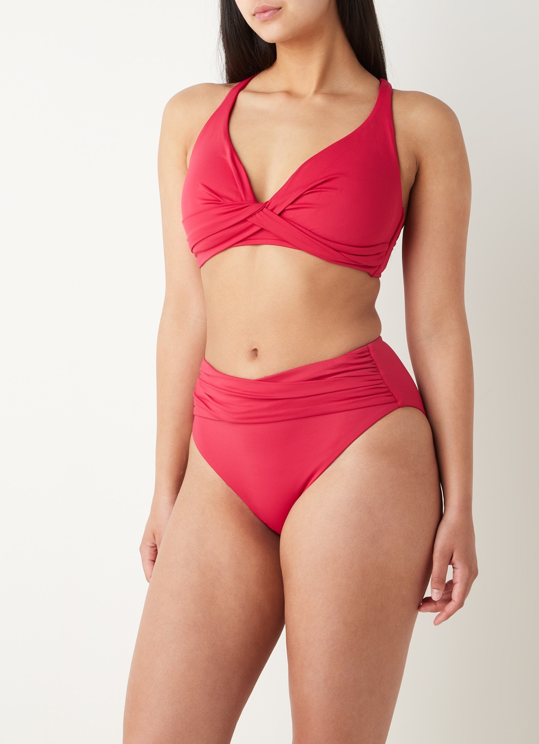 Seafolly High waisted bikinislip met plooidetail - voorkant 3 steenrood