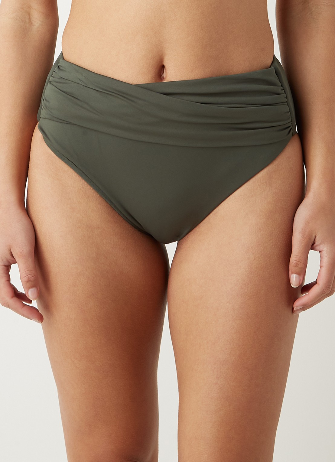 Seafolly High waisted bikinislip met plooidetail - detail 4 legergroen