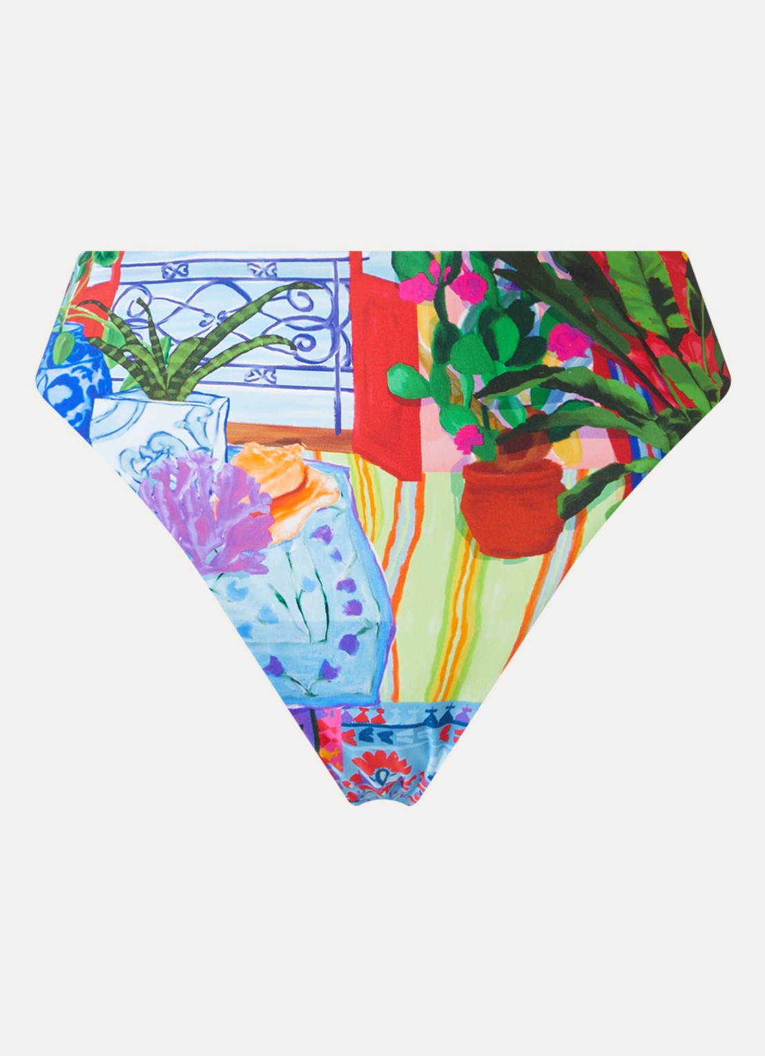 Seafolly La Boca high waisted bikinislip met print - voorkant 4 blauw