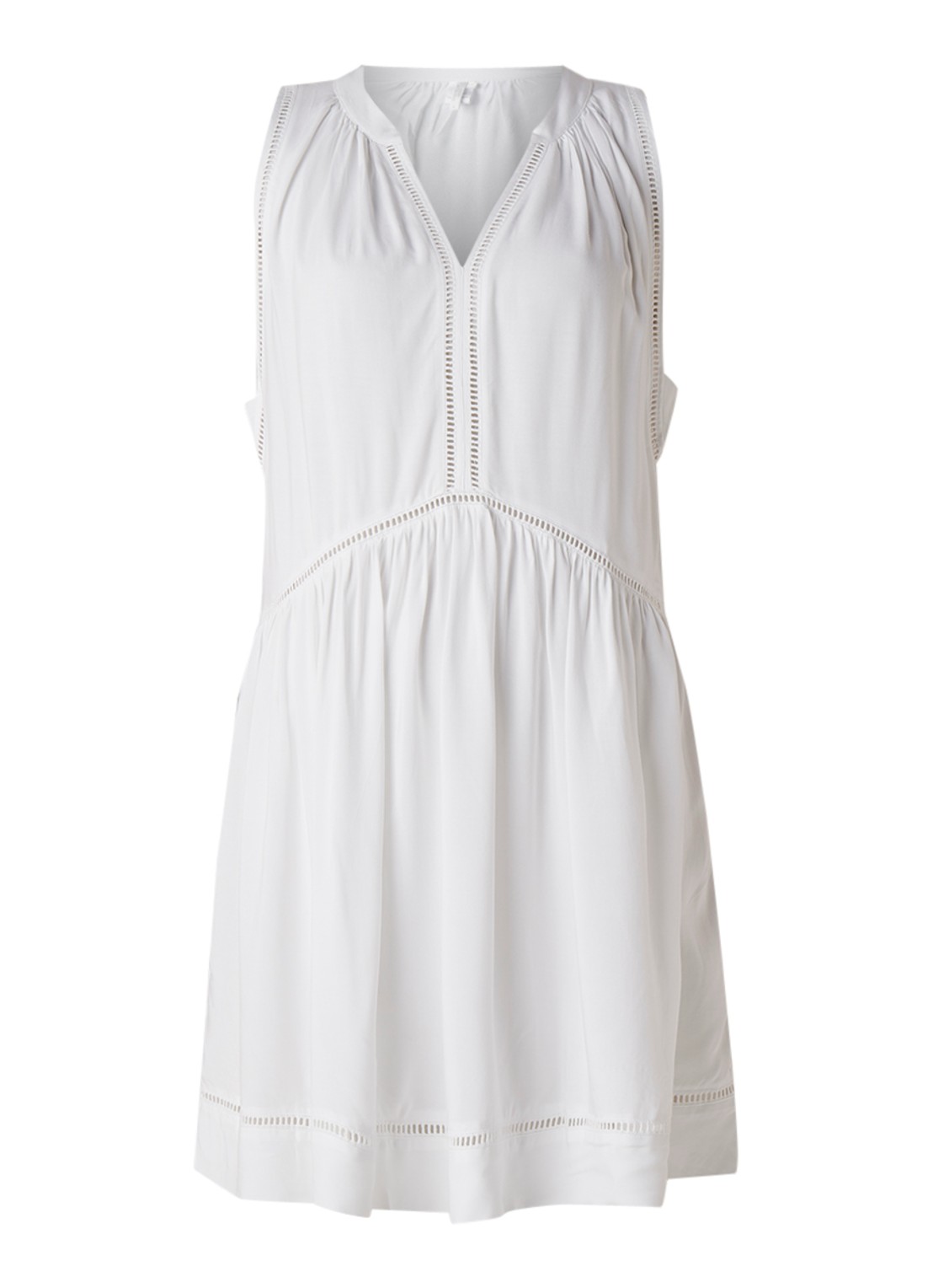 Seafolly Ladder mouwloze strandjurk met broderie - voorkant 3 wit