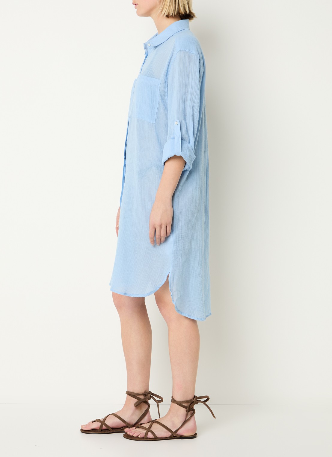Seafolly Mini blousejurk met borstzakken - voorkant 2 lichtblauw