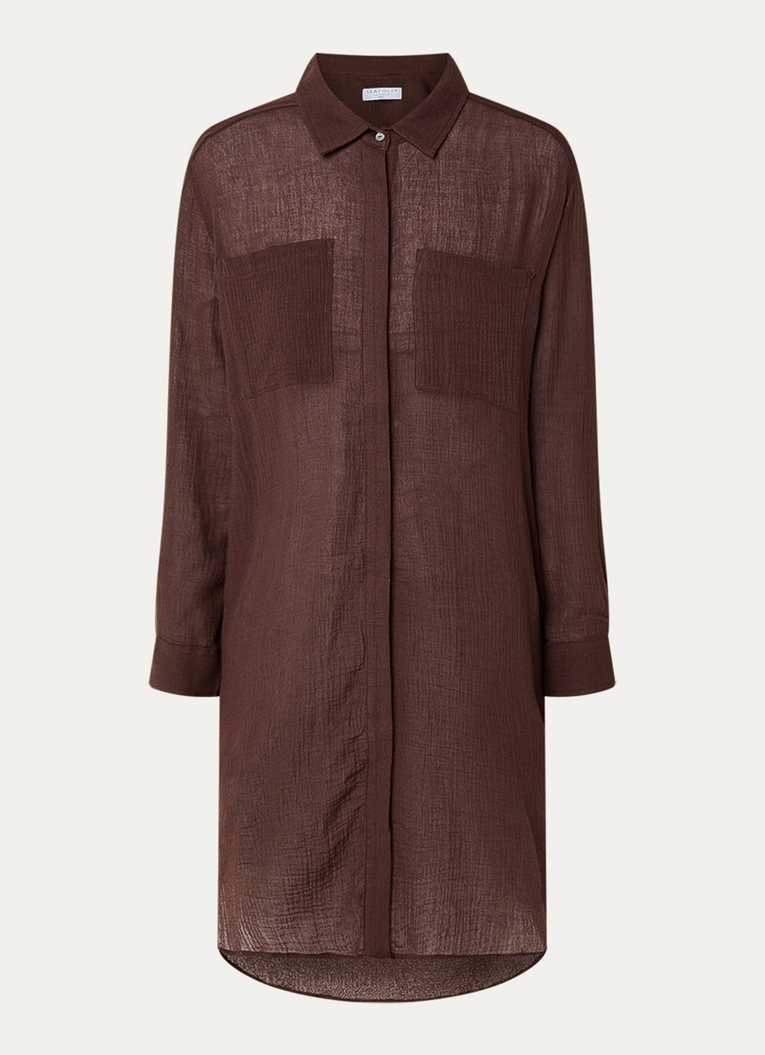 Seafolly Mini blousejurk met borstzakken - voorkant 2 hazelnootbruin
