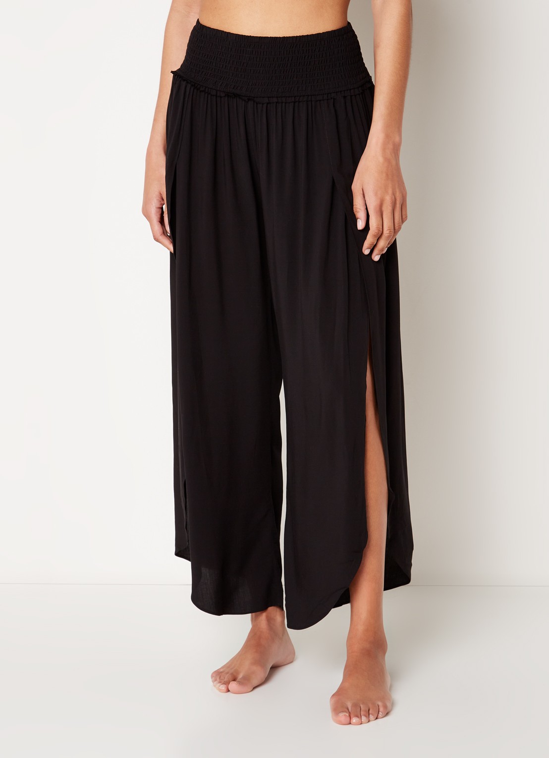 Seafolly Palazzo strandbroek met smockwerk - detail 4 zwart