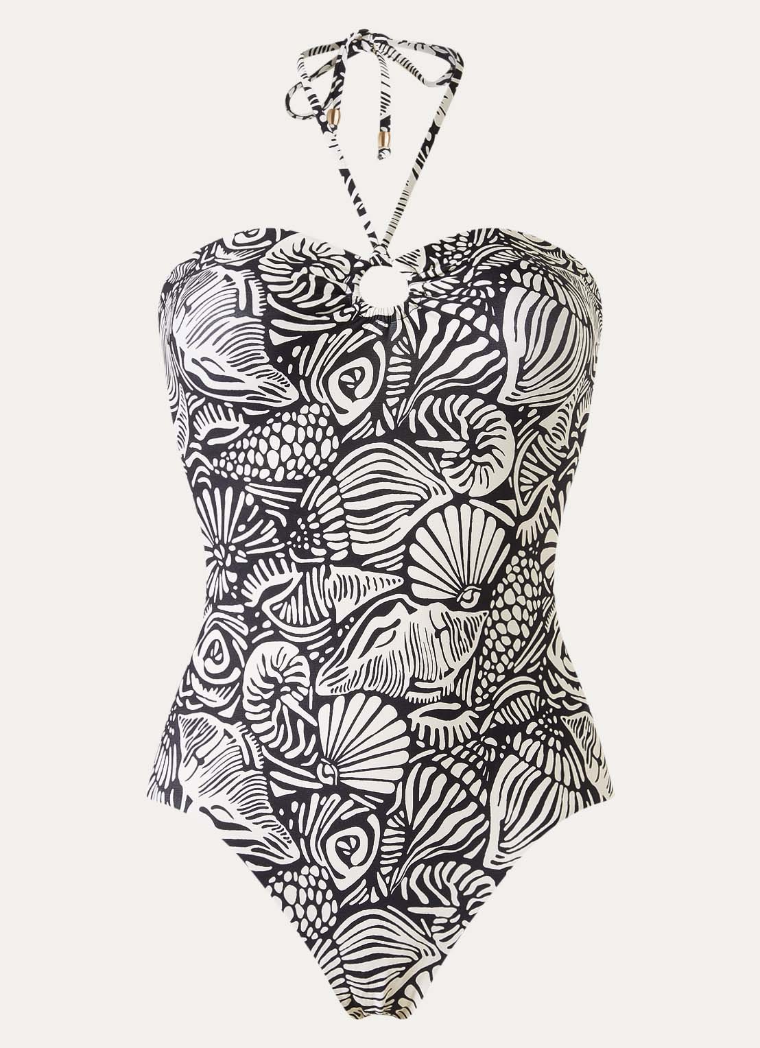 Seafolly Palermo voorgevormd bandeau badpak met uitneembare vulling - voorkant 4 zwart