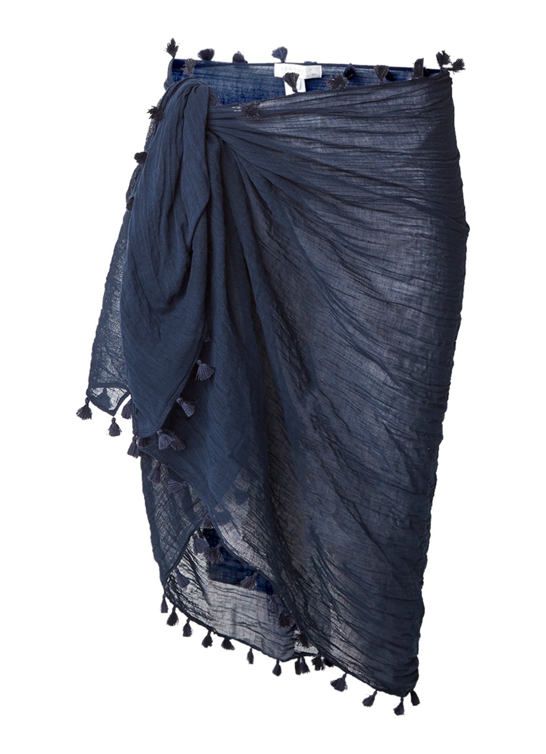 Seafolly Pareo wikkelrok met franjes - voorkant 2 blauw