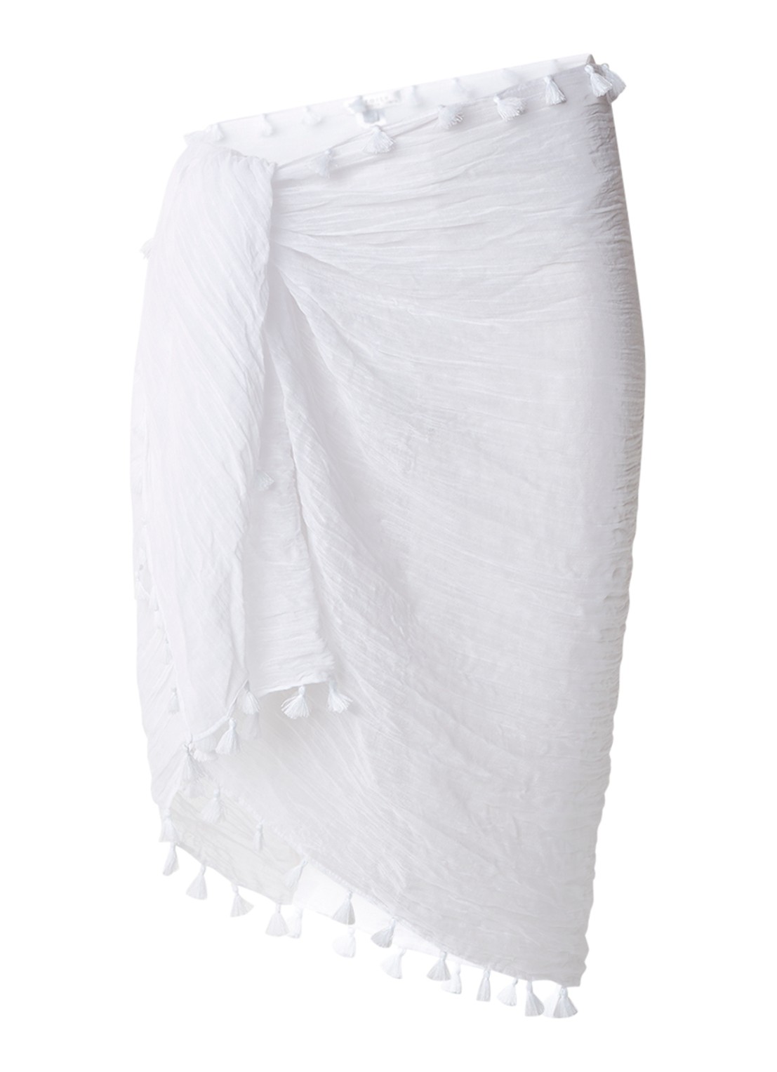Seafolly Pareo wikkelrok met franjes - voorkant 3 wit