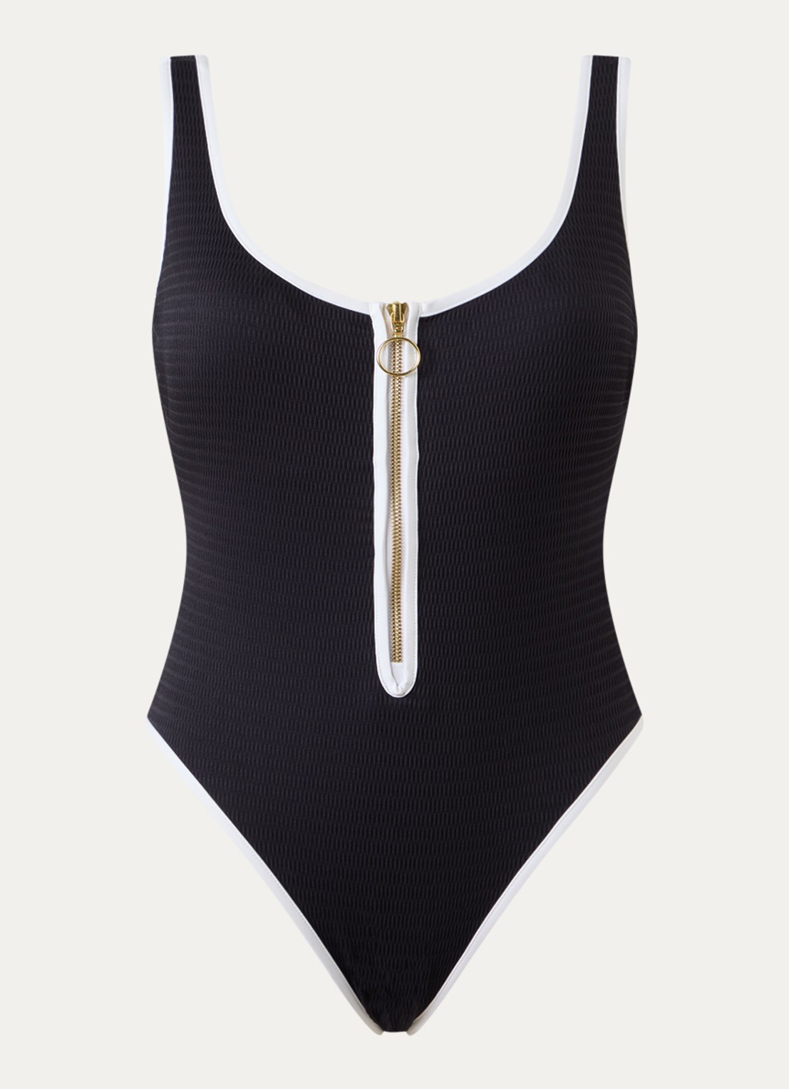 Seafolly Retro Tank badpak met structuur - voorkant 4 zwart