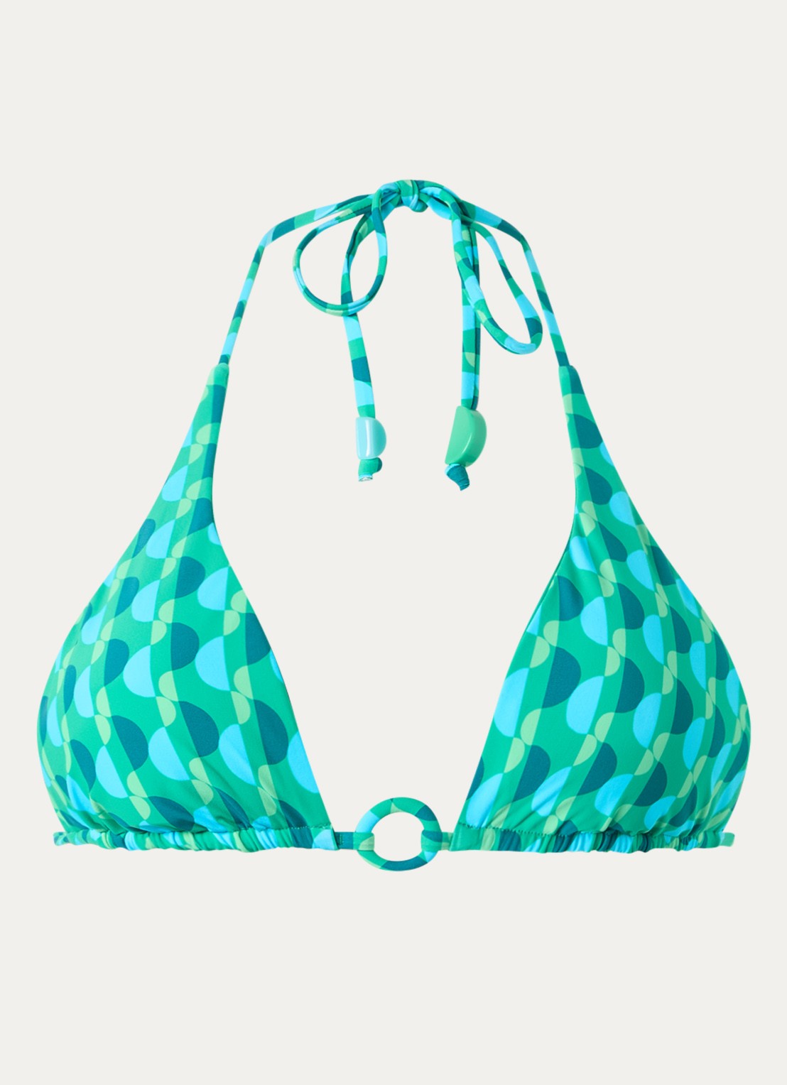 Seafolly  Reversible triangel bikinitop met print - voorkant groen